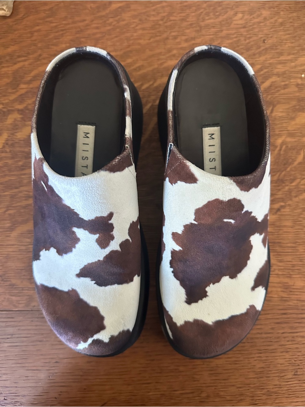 Miista Cow Print Faux Suede Platform Clogs - Picture 6 of 9